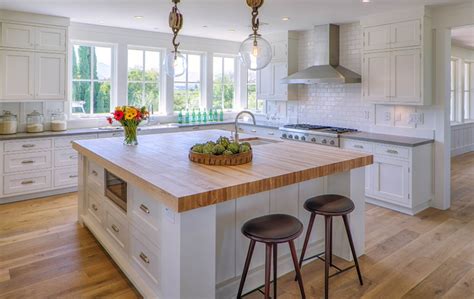 white cabinets and butcher blocks